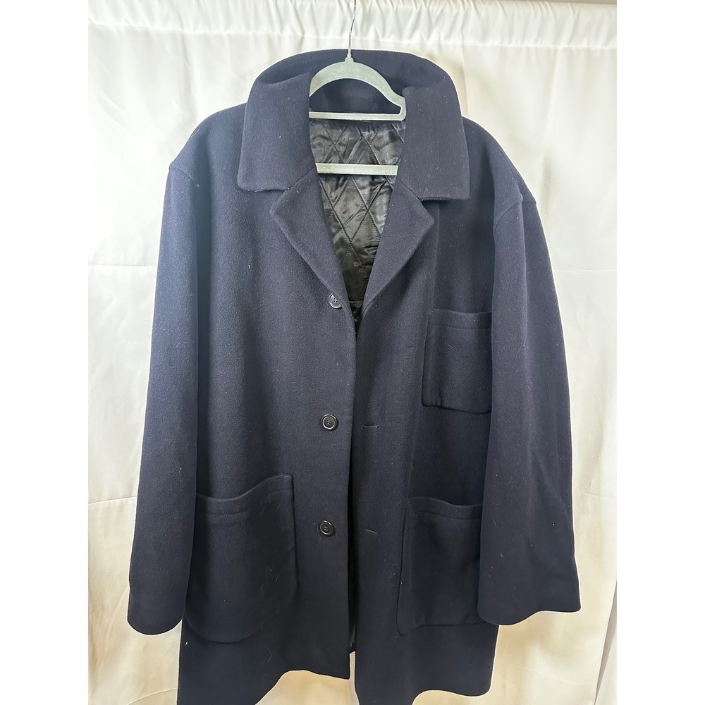 Baracuta Mens Navy Blue Wool Car Coat Quilted Lining Made in Bulgaria Large